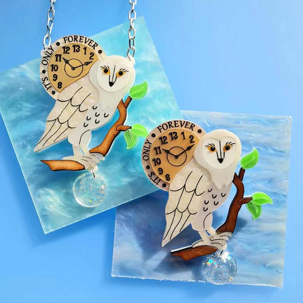 It's Only Forever White Barn Owl Necklace by Cherryloco Jewellery