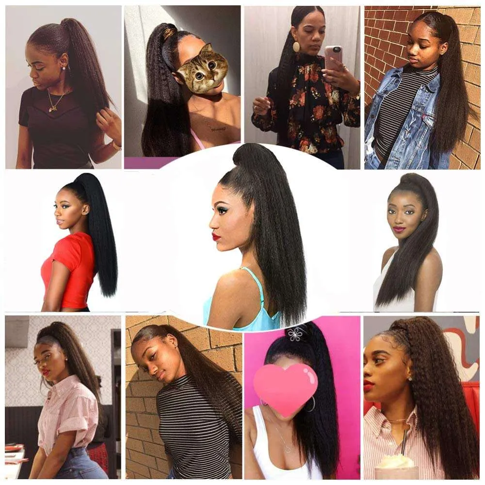 Kinky Srtaight Drawstring Ponytail Extension 24 Inch