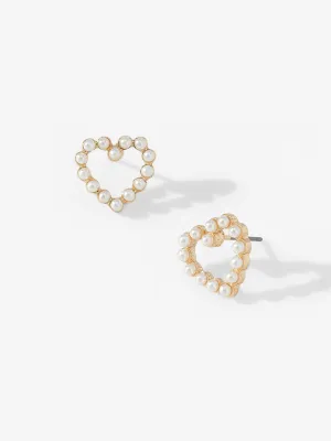 La Radiant Pearl Open Heart Stud Earrings - Brands We Love