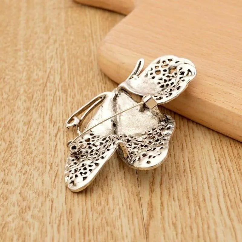 Large Butterfly Pin Brooches, 3 Colour, Rhinestone Detail