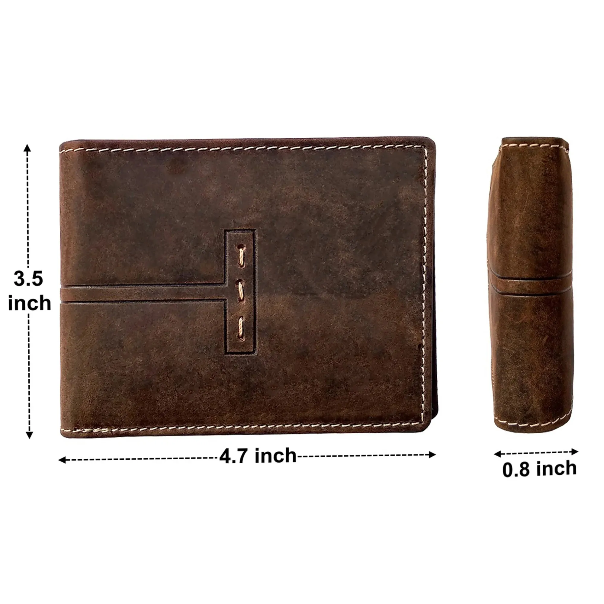 Leather Bifold Wallet for Men - RFID Protecting with Credit Card Slots and Coin Pocket (Brown)