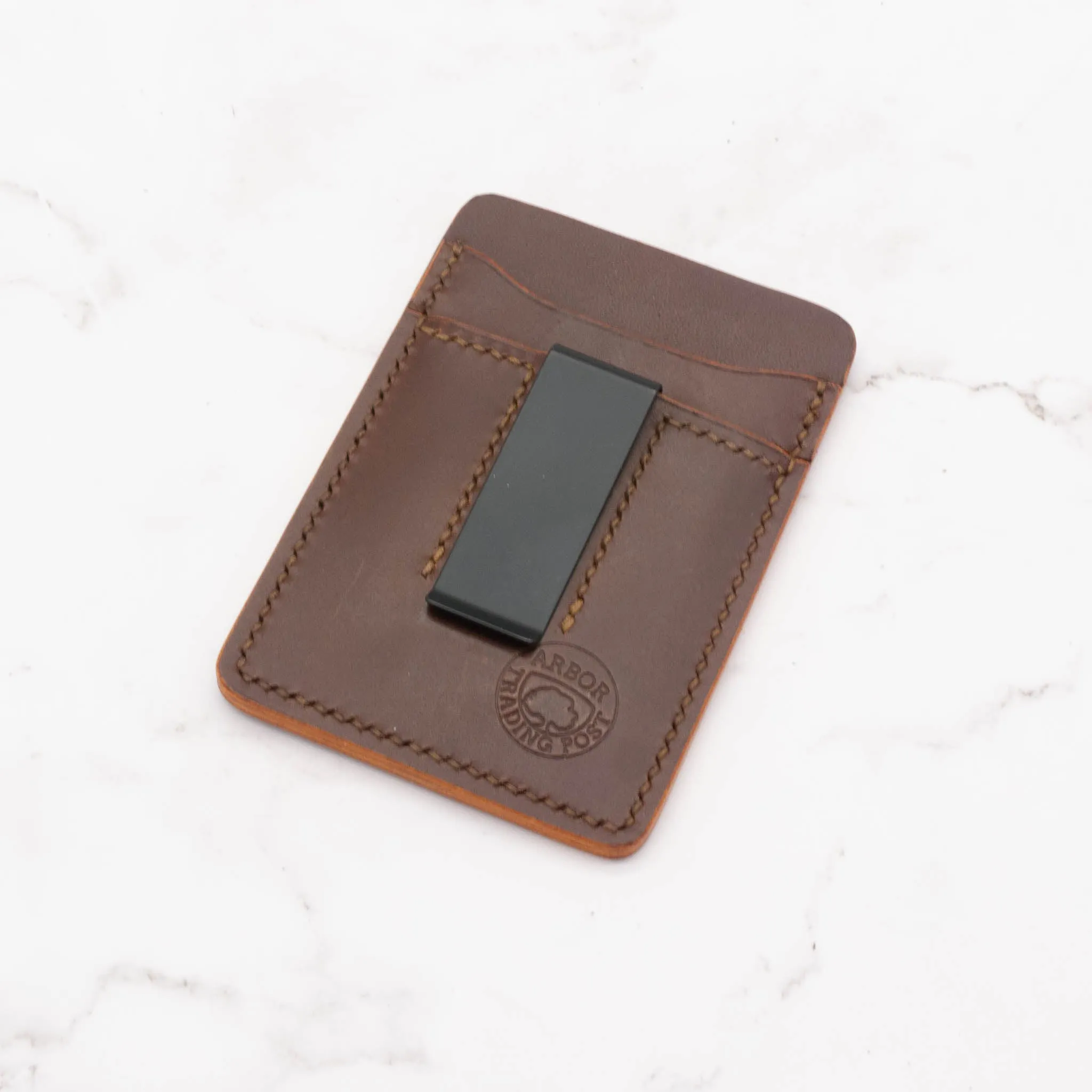 Leather Money Clip Card Holder Wallet with 4 Card Pockets (Choose from 3 Colors)