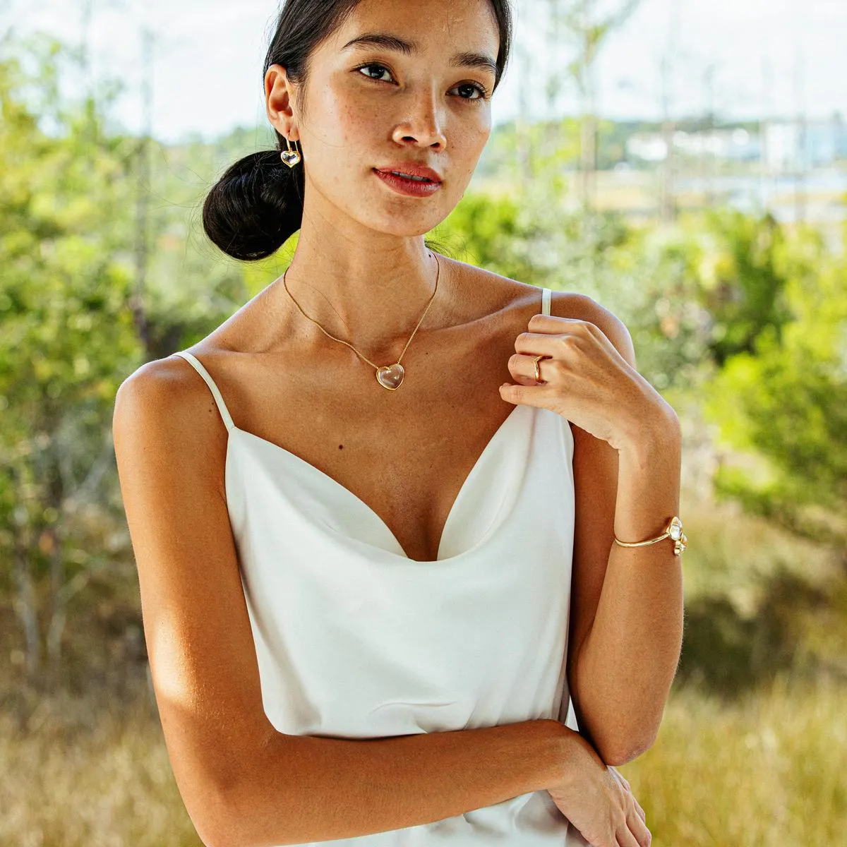Love Necklace, 16" 2'' - Clear Quartz