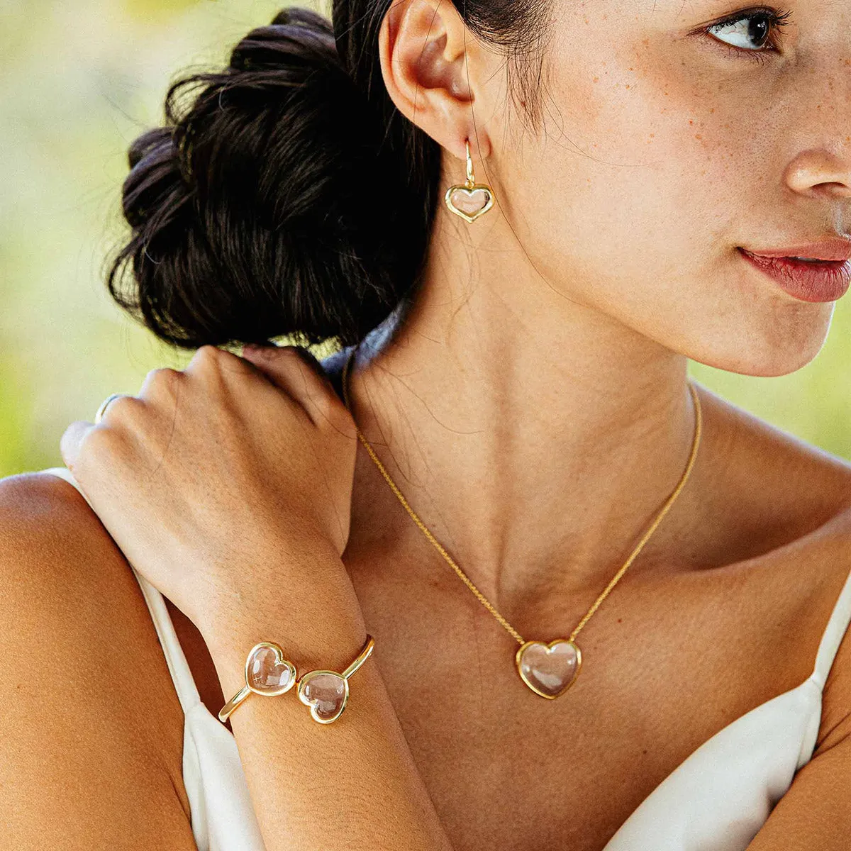 Love Necklace, 16" 2'' - Clear Quartz