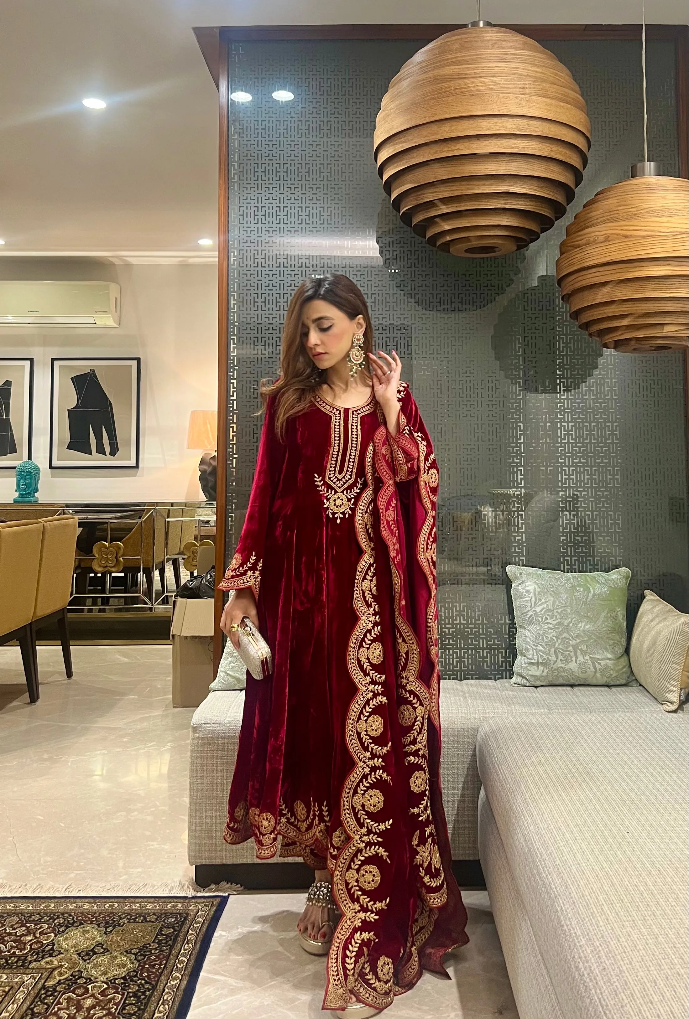 Mehak Jain in Naveli Deep Red Zari Embroidered Anarkali with Salwar set