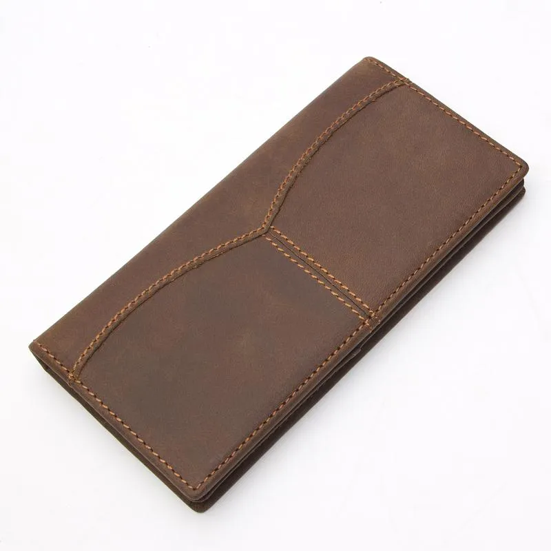 Men Classical Style Genuine Leather Wallet with Threading Handiwork