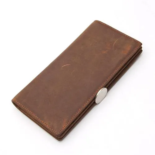 Men Distressed Premium Leather Long Size Light Brown Leather Wallet