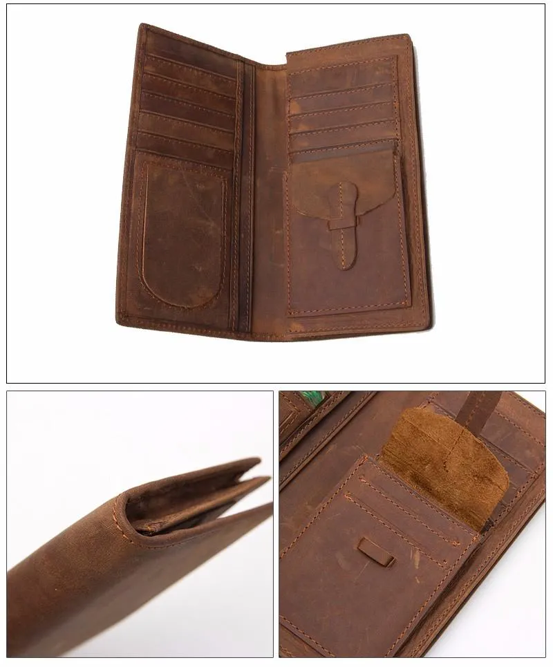 Men Distressed Premium Leather Long Size Light Brown Leather Wallet