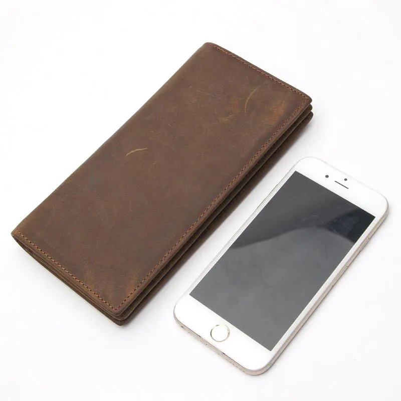 Men Distressed Premium Leather Long Size Light Brown Leather Wallet