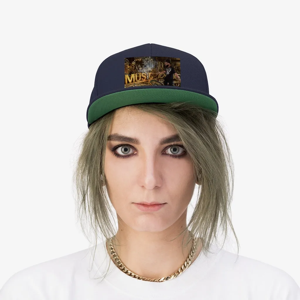 M.U.S.I.C. World HQ Unisex Flat Bill Hat