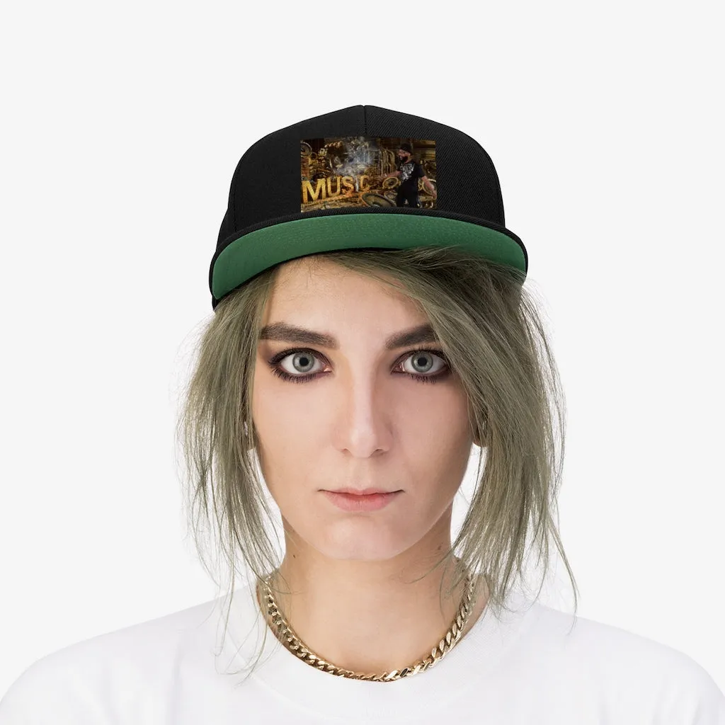 M.U.S.I.C. World HQ Unisex Flat Bill Hat