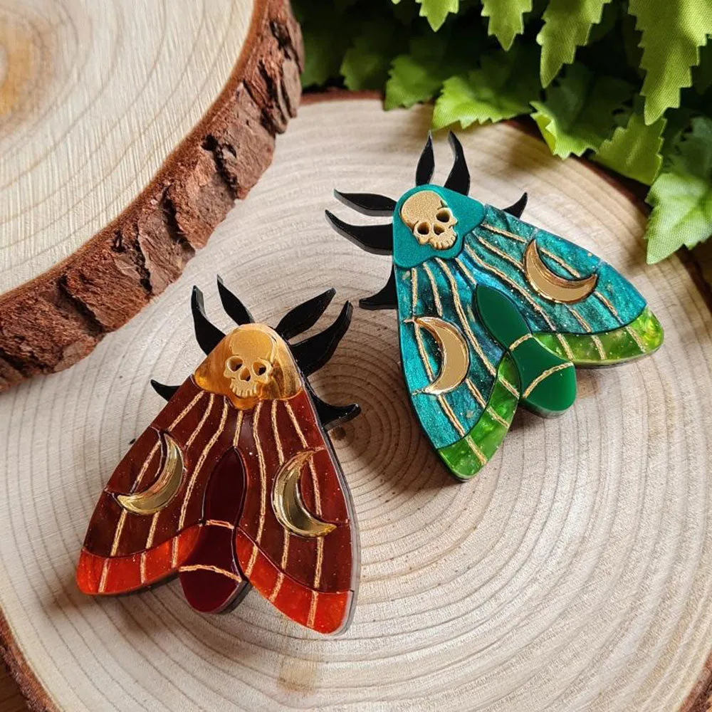 Mystic Moth Small Brooch Pin by Cherryloco Jewellery