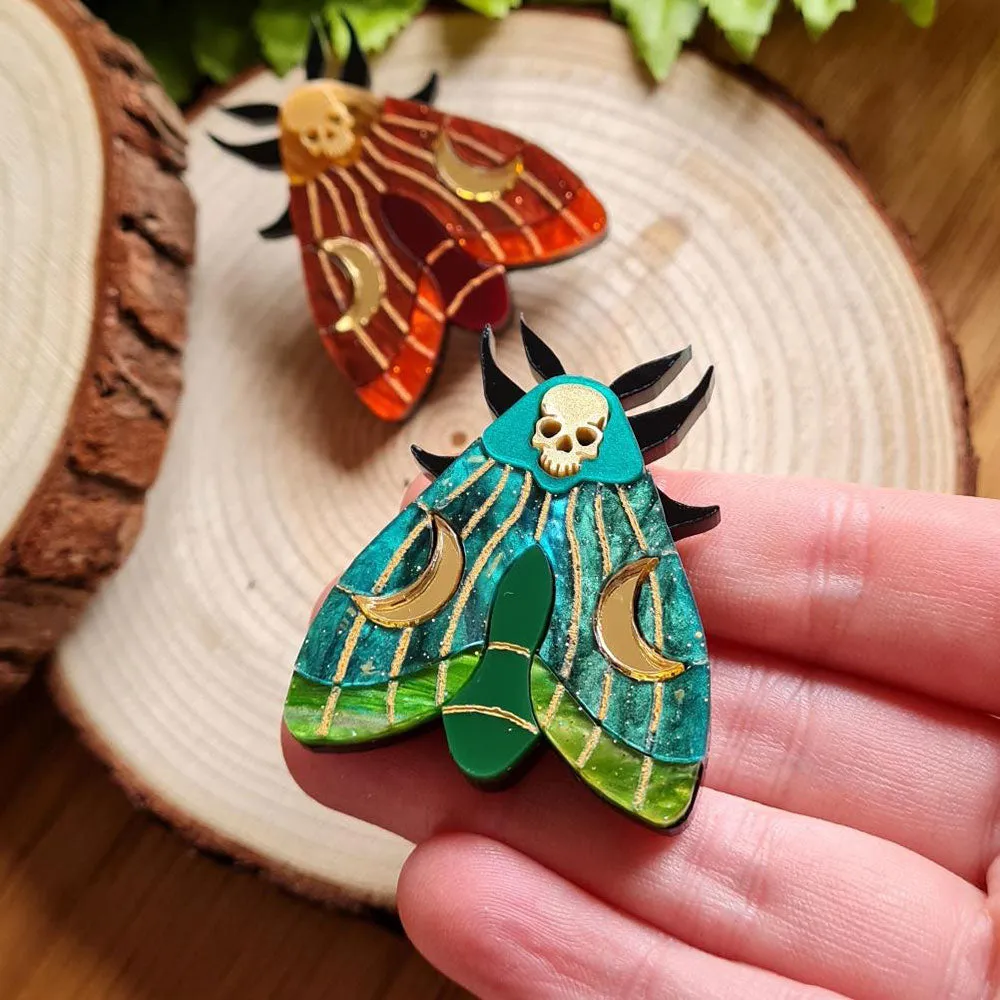 Mystic Moth Small Brooch Pin by Cherryloco Jewellery