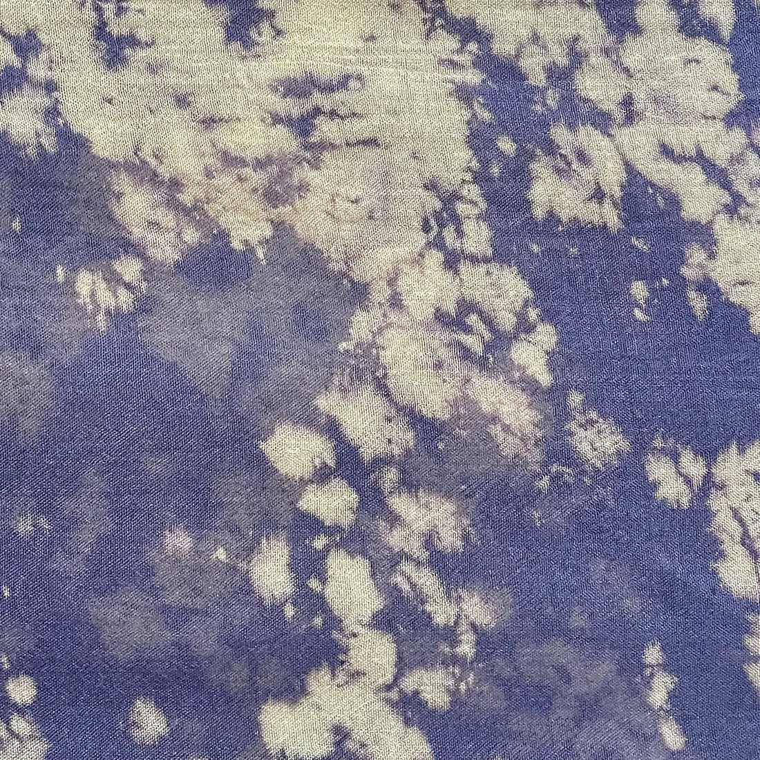 Navy Blue & Grey Crumple Tie Dye Modal Scarf with Italian Fringes