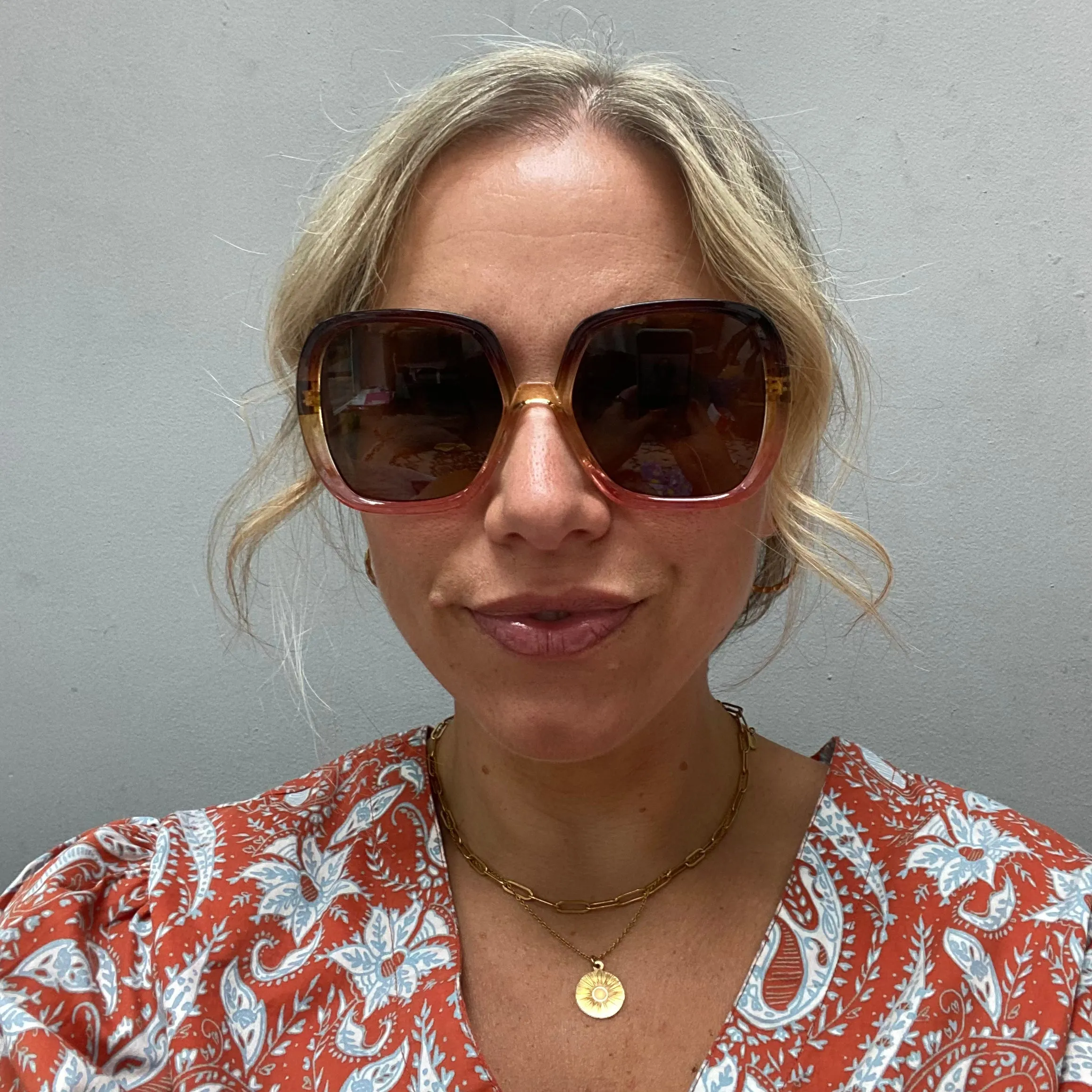 Oversized Amber and Pink Sunglasses