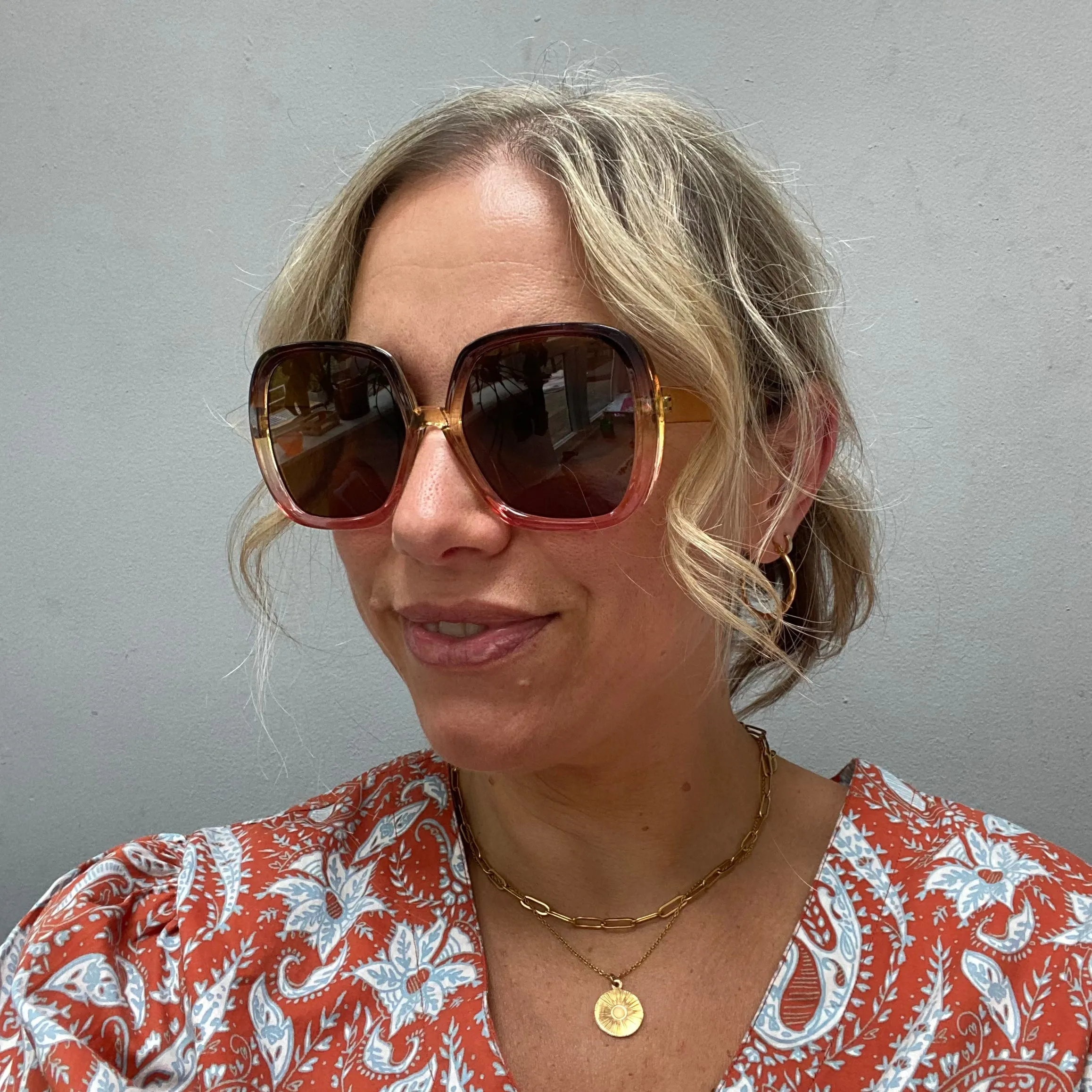 Oversized Amber and Pink Sunglasses