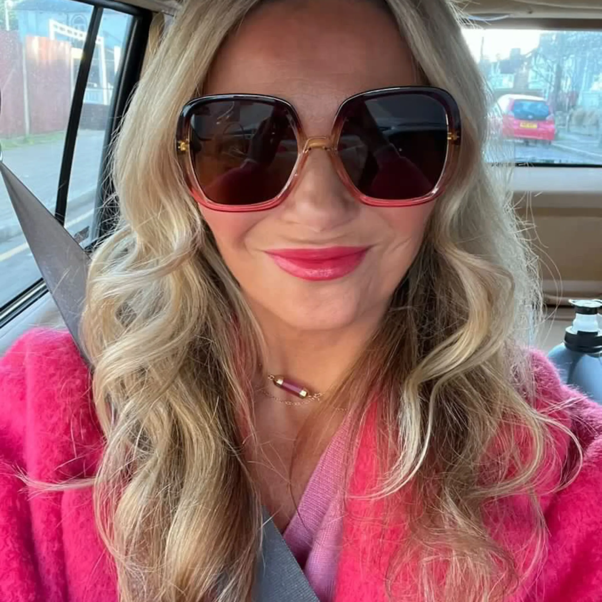 Oversized Amber and Pink Sunglasses
