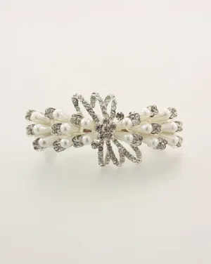 Pearl and Diamonte Barettes. (6cm Buckle)