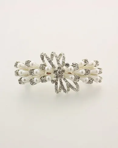 Pearl and Diamonte Barettes. (6cm Buckle)