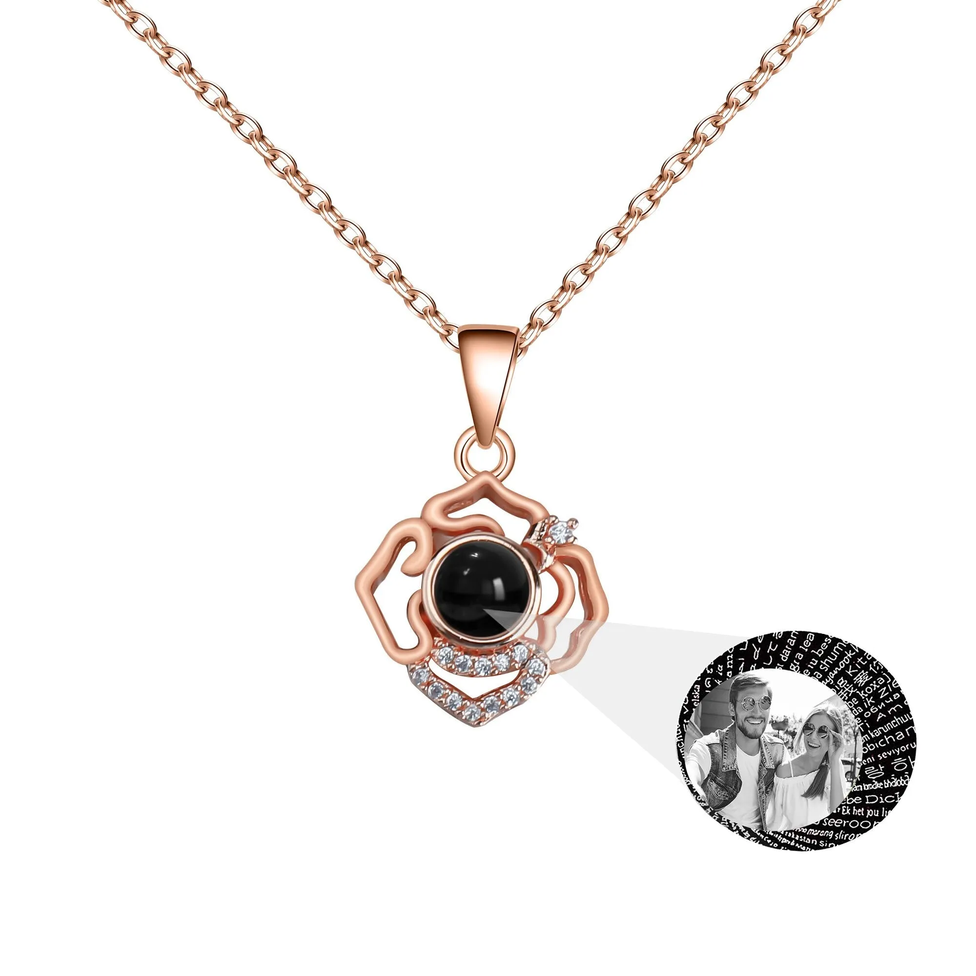 Petals for customized photos Necklace Wedding Romantic Memory Projection Necklace