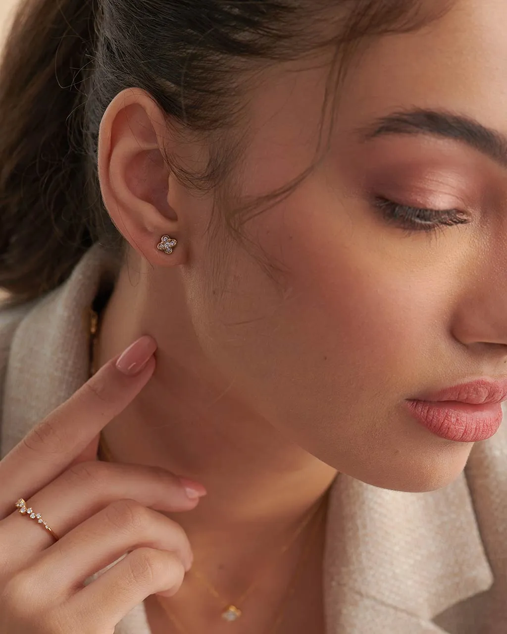 Petite Clover Diamond Earrings