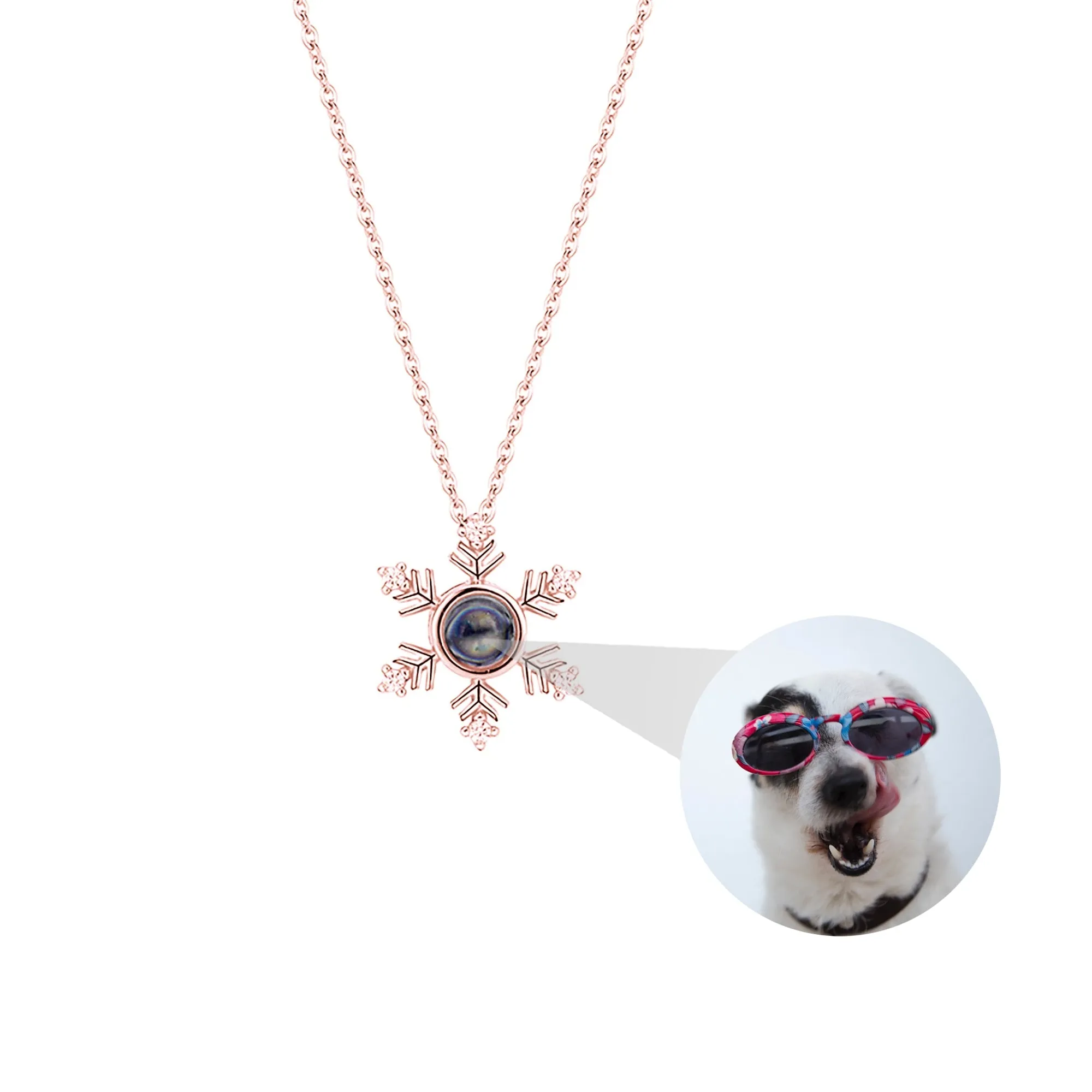 Photo Projection snowflake shape Necklace Pendant Jewelry for Lover Girlfriend 2022