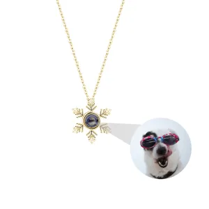 Photo Projection snowflake shape Necklace Pendant Jewelry for Lover Girlfriend 2022