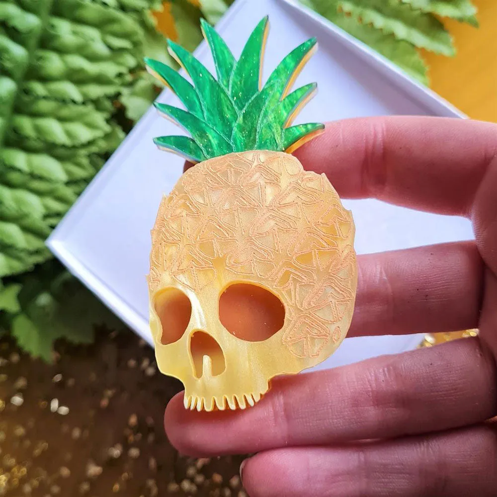 Pineapple Skull Brooch by Cherryloco Jewellery
