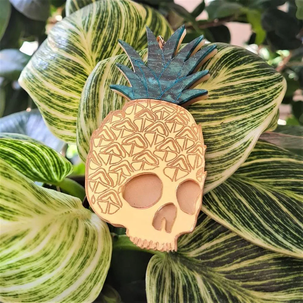 Pineapple Skull Brooch by Cherryloco Jewellery