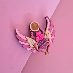 Pink Winged Scarab Beetle Necklace by Cherryloco Jewellery
