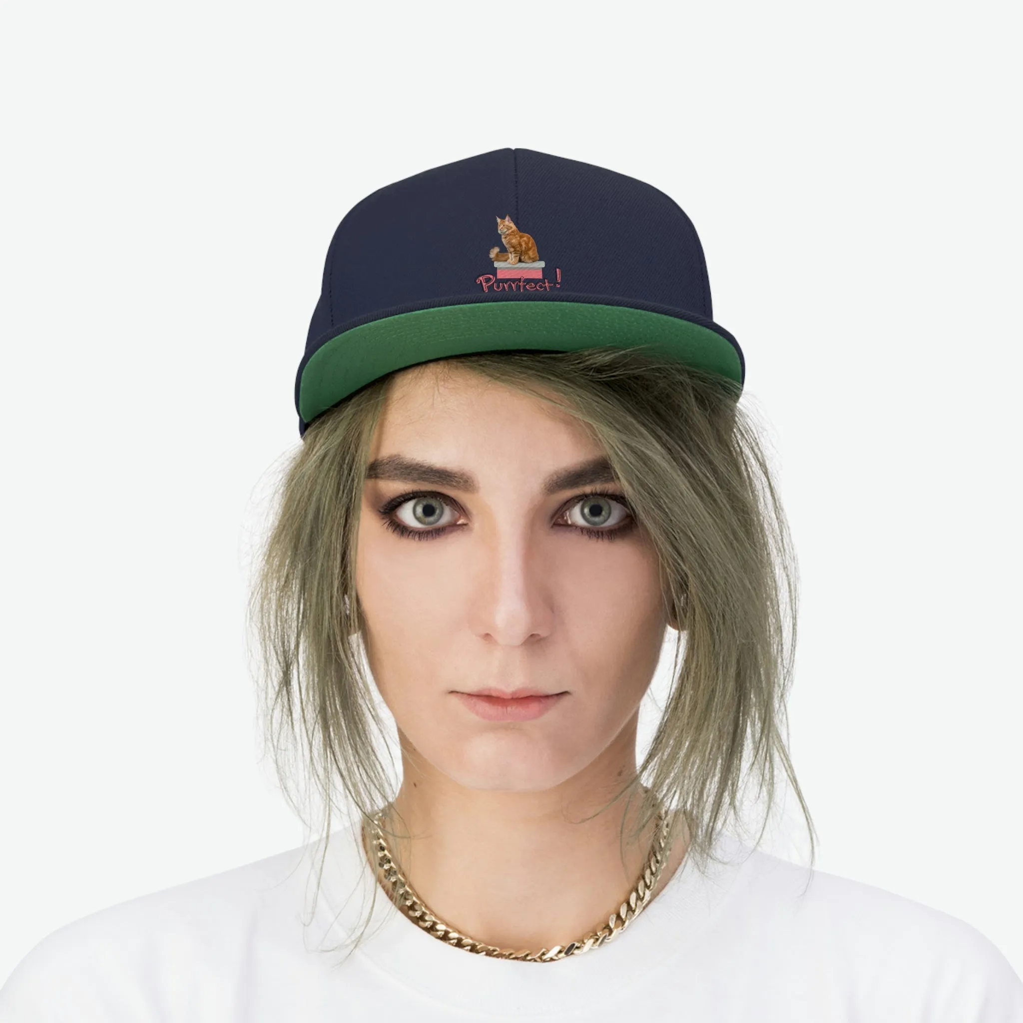 Purrfect Cat POD Unisex Flat Bill Hat