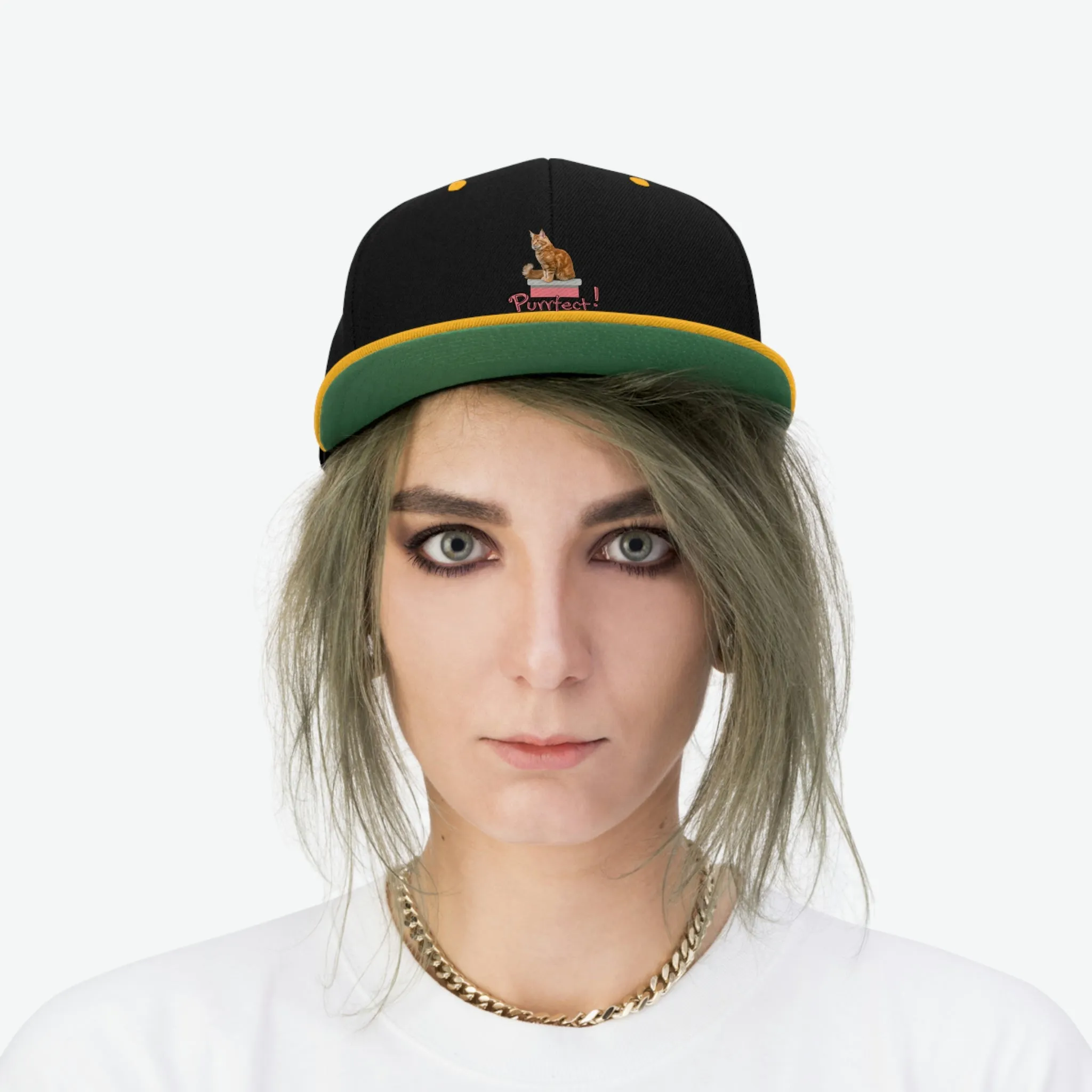 Purrfect Cat POD Unisex Flat Bill Hat