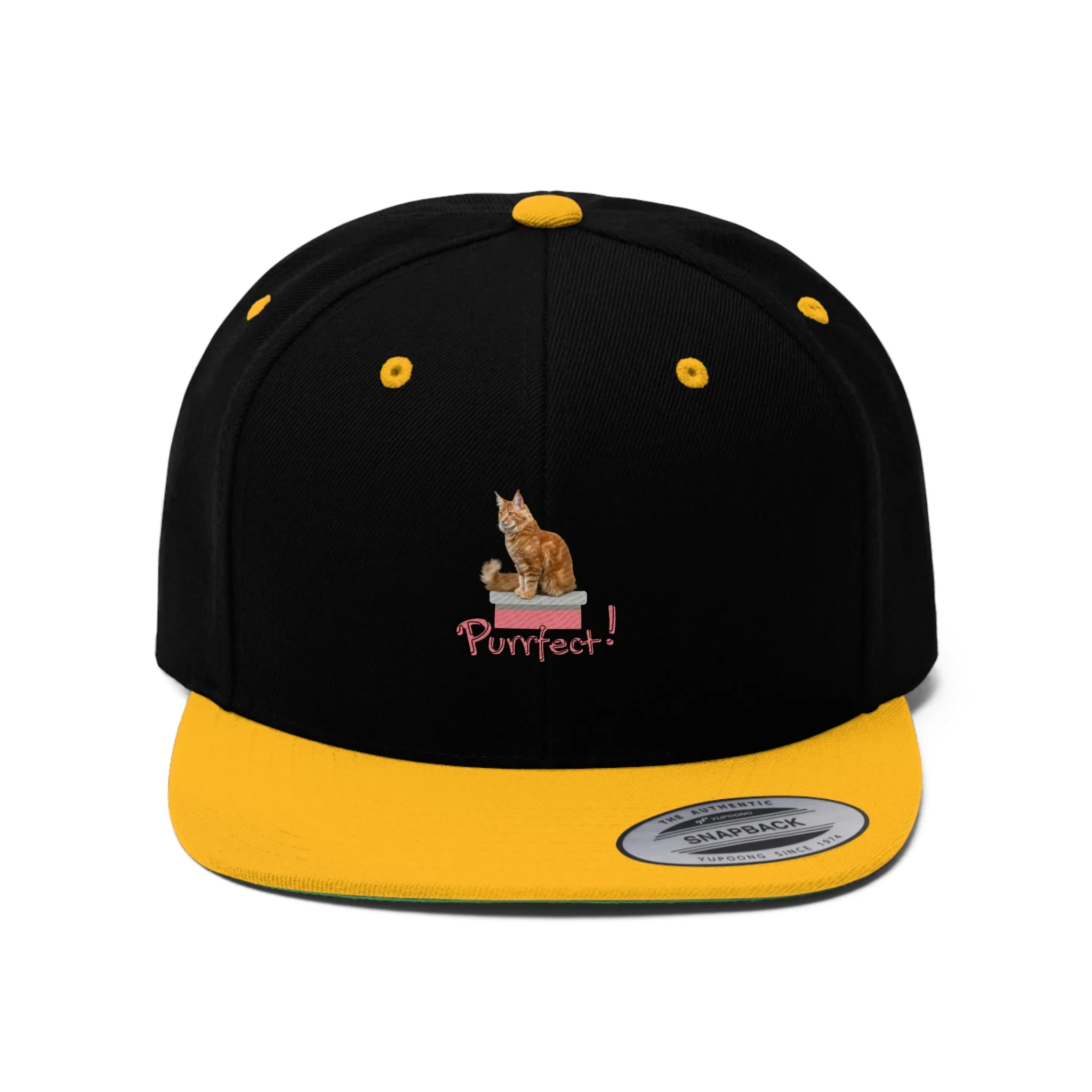 Purrfect Cat POD Unisex Flat Bill Hat