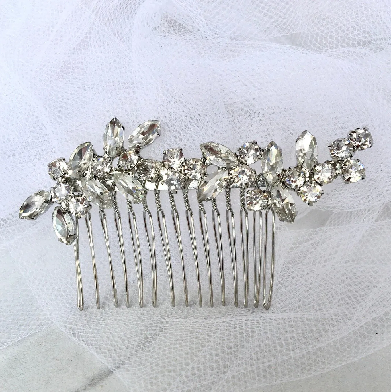"Liliana" - Silver Rhinestone Bridal Hair Comb