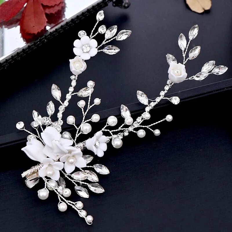 "Maisie" - Pearl and Crystal Bridal Hair Clip/Vine