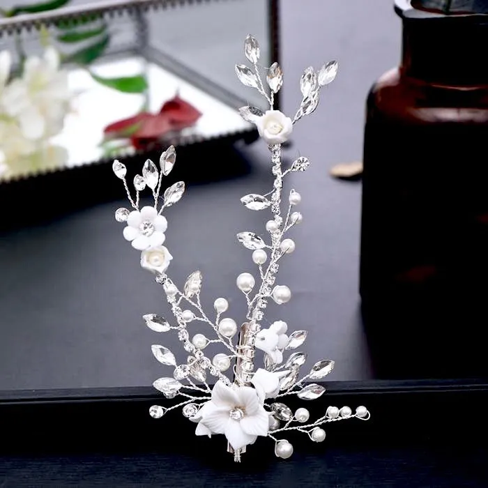 "Maisie" - Pearl and Crystal Bridal Hair Clip/Vine