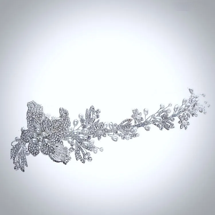 "Robin" - Silver Pearl and Crystal Bridal Headband