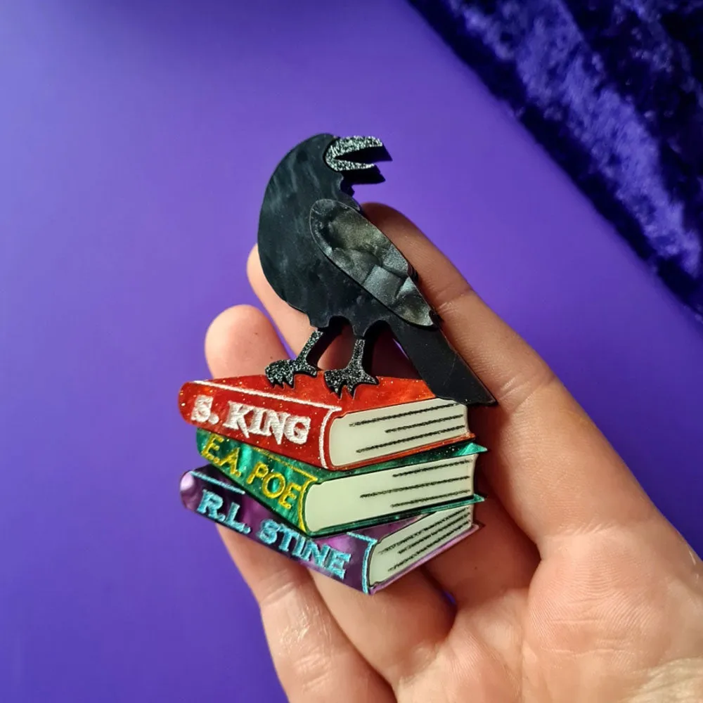 Raven And Books Necklace by Cherryloco Jewellery