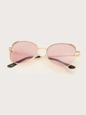 Rhinestone Decor Metal Frame Sunglasses