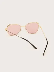 Rhinestone Decor Metal Frame Sunglasses