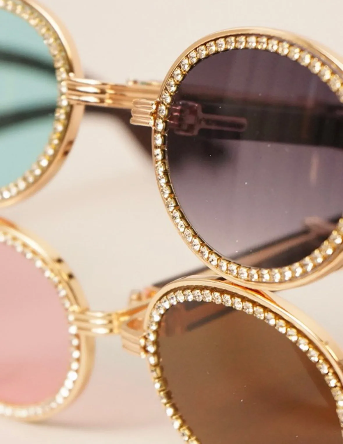 Rhinestone Round Sunglasses