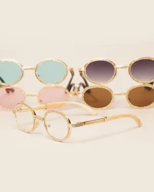 Rhinestone Round Sunglasses