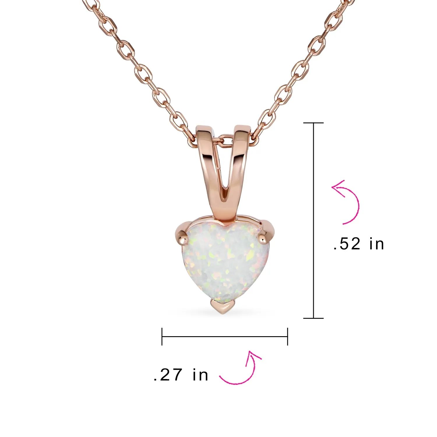Romantic Bridal Necklace Opal Heart Pendant Rose Gold Sterling Silver 5CT Solitaire