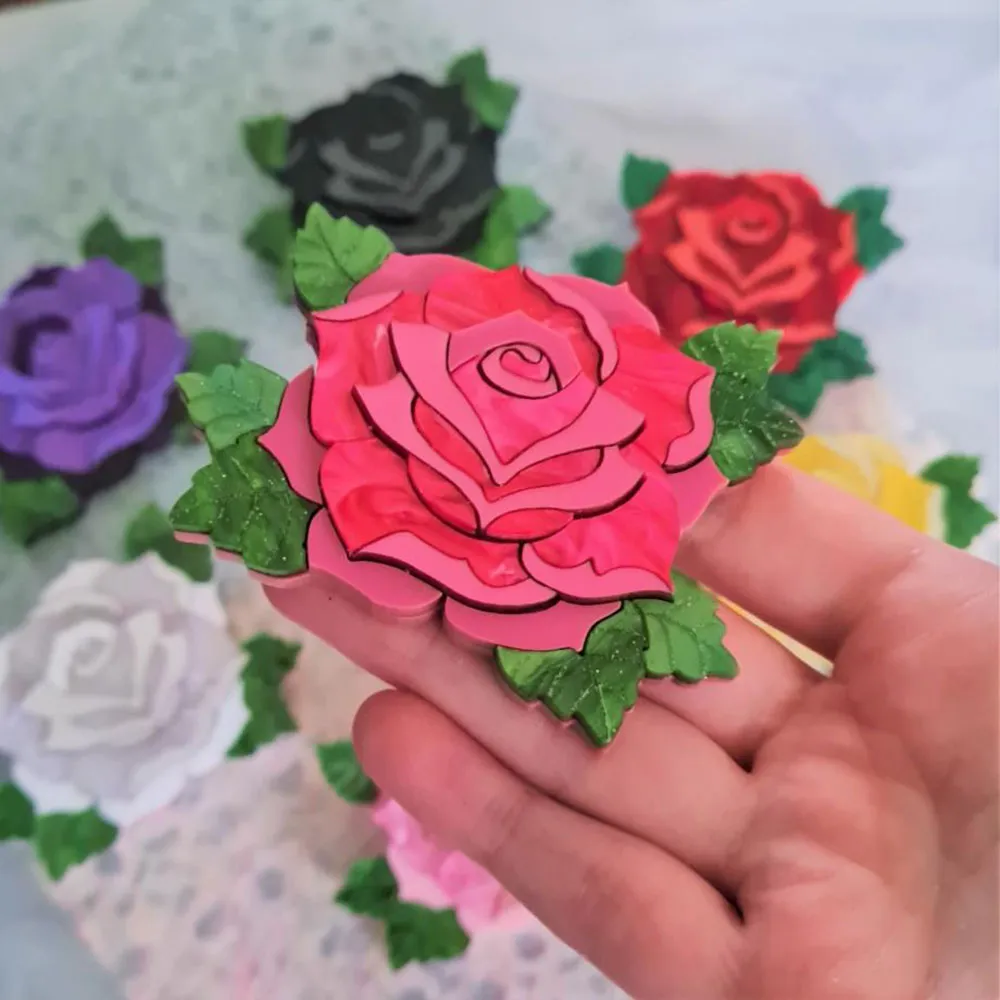 Rose Brooch- 7 Colours by Cherryloco Jewellery