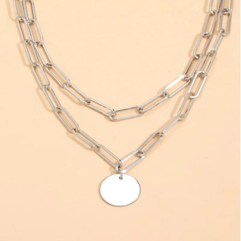 Round Charm Layered Necklace