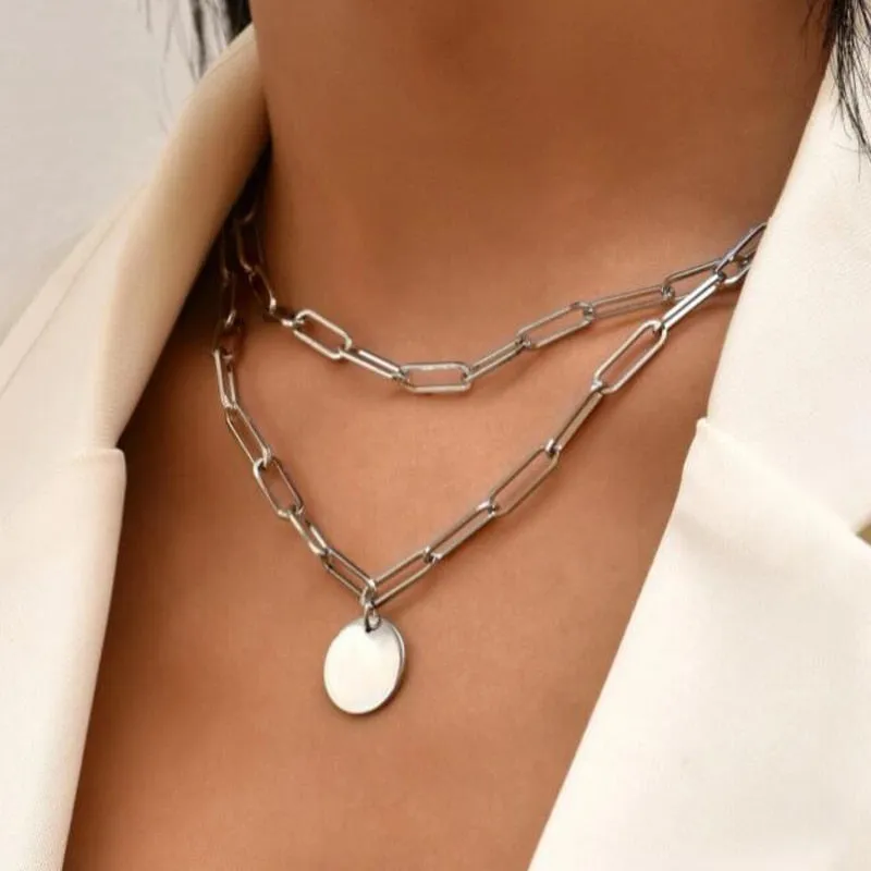 Round Charm Layered Necklace