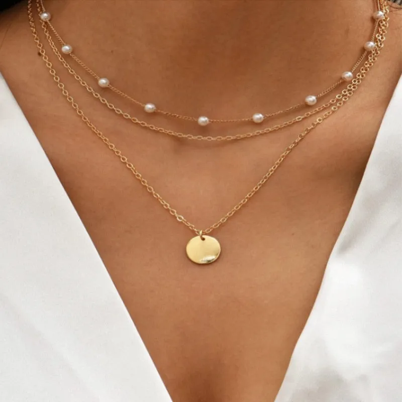 Round Charm Layered Necklace