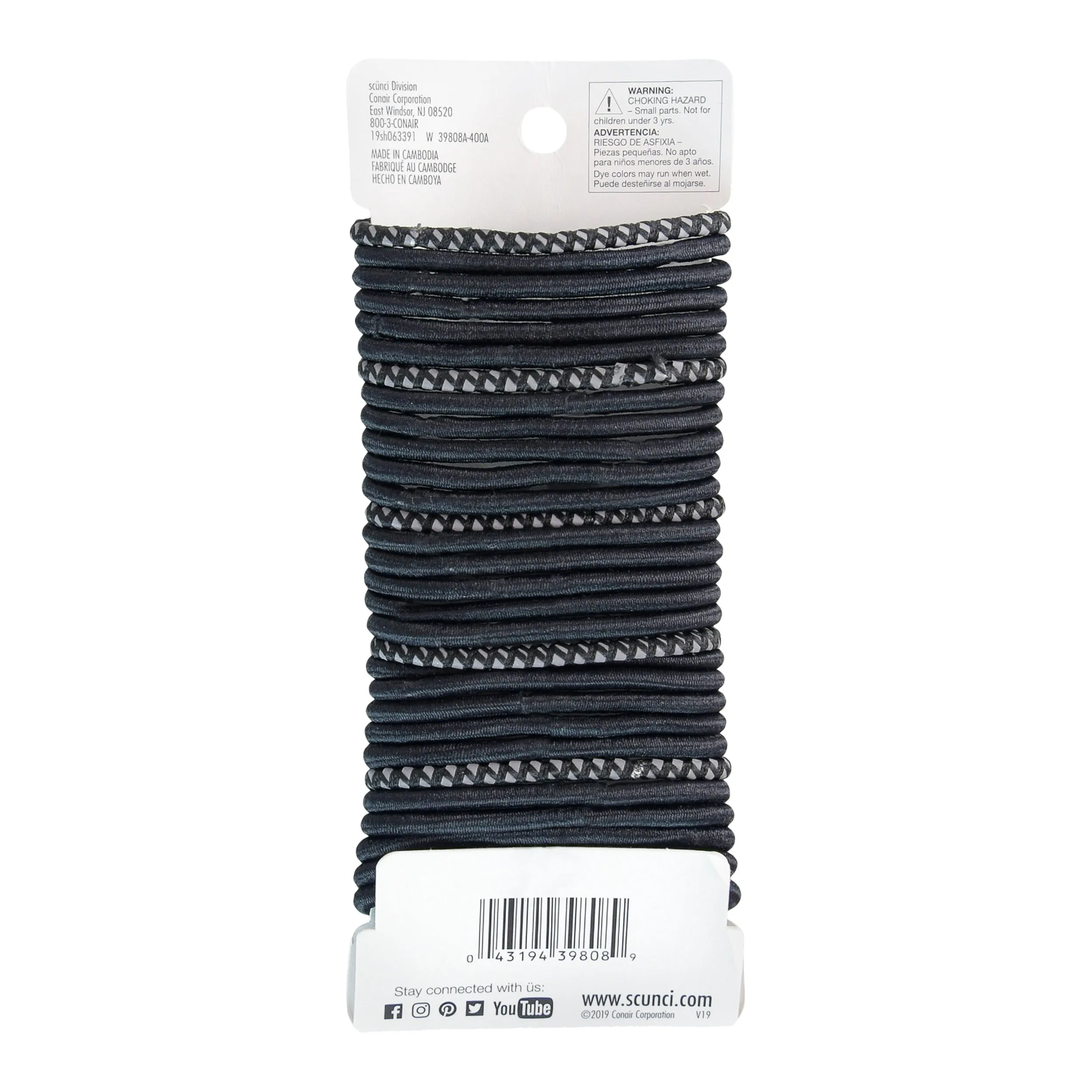 Scünci Everyday & Active No Damage Hair Elastics Black