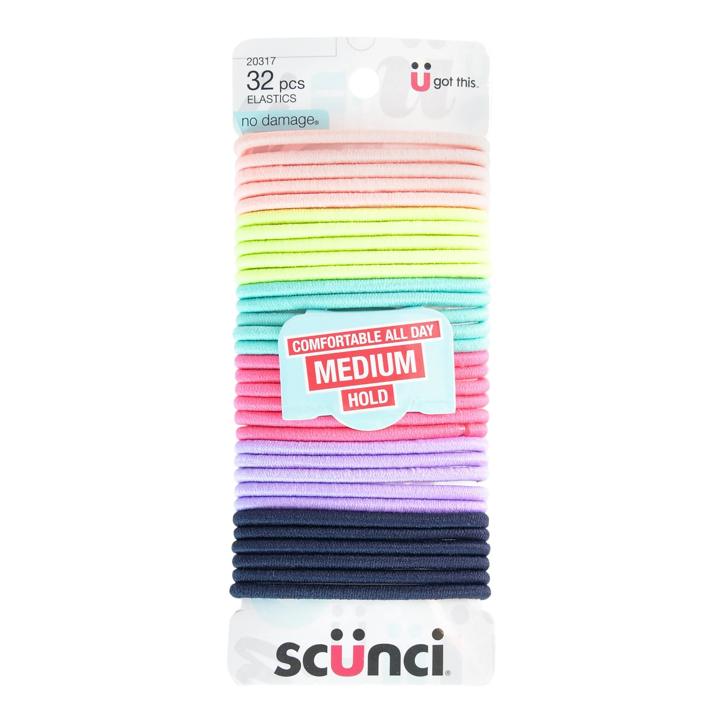Scünci Everyday & Active No Damage Hair Elastics Sport Neon Multi