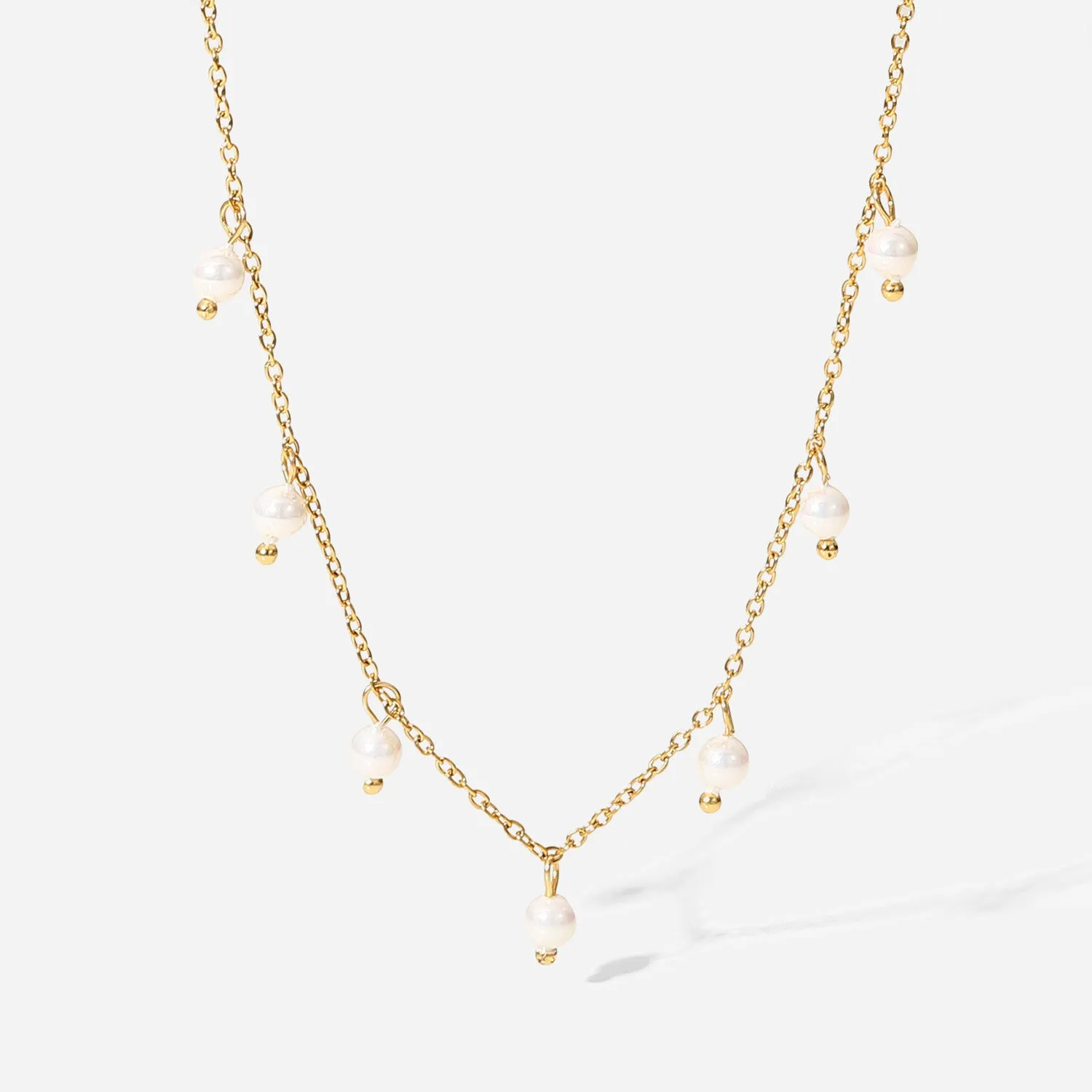SISSLIA Pearl Millet Bead Fringe Collar 18K Gold Stainless Steel Ladies Temperament Clavicle Chain for Women